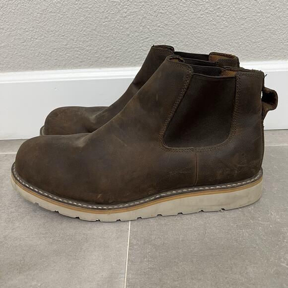 Carhartt Chelsea Pull On Edge Mens 14 Brown Leather Workwear Boots Shoes - Picture 2 of 5